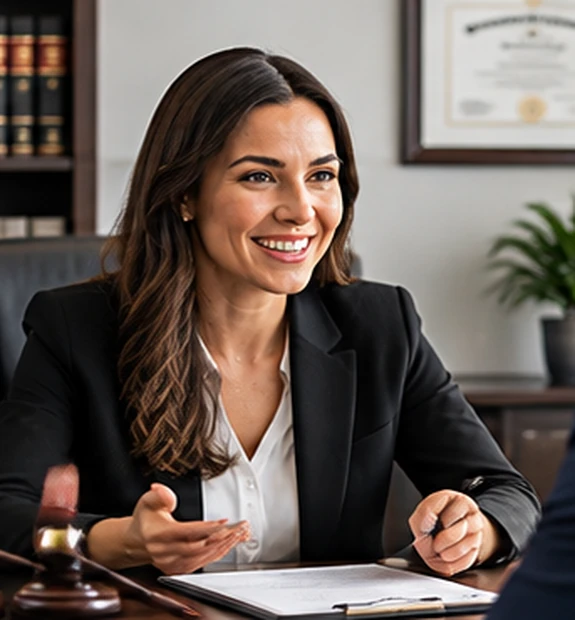 Attorney consulting with a client in a professional law office